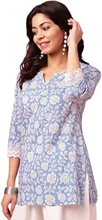 MAHIRA'S Comfort Short Kurti for Women | Indian Women's Tunics Tops | Rayon Top with 3/4 Designer Sleeves | Kurta Shirt Top for Ladies