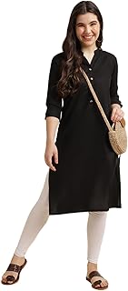 Women's Rayon Solid Plain Straight Kurti