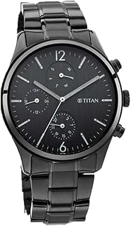 Men's Metropolitan Charm: Men's Multifunctional Black Watch with Metallic Accents-NS1805NM02/NT1805NM02