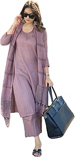 Women's Rayon Blend Solid Straight Kurta with Pant & Dupatta