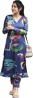 Women's Cotton Blend Straight Printed Kurta with Pant