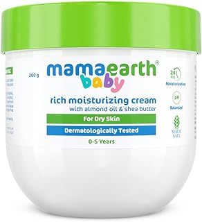 Mamaearth Baby Rich Moisturizing Cream With Almond Oil & Shea Butter For Dry Skin | For Face & Body | 24-Hour Moisturization | Nourishes & Softens Skin | 200 g