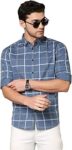 Men's Checkered Slim Fit Cotton Casual Shirt