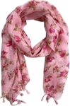 Rajasthani Women's Poly Winter Pink Floral Print Kota Doria Checkered Dupatta
