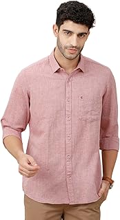 Men's Blended Linen Blue Solid Contemporary Fit Full Sleeve Casual Shirt