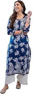 Women's Rayon Blend Chikankari Embroidered Straight Kurta