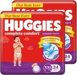 Huggies Complete Comfort Wonder Pants | Pant Style Baby Diapers XXL Size, 48 Count | India's Fastest Absorbing Diaper, Patented Dry Xpert Channel, Ideal for 15 to 25 Kgs