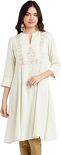 Women's A-Line Regular Embroidered Kurta in Rayon