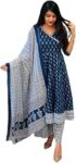 Women's Rayon Anarkali Kurta Pant and Dupatta Set
