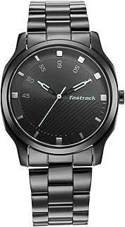 Mens Stunners Quartz Analog Black Dial Stainless Steel Strap Watch for Guys-NS3255NM02/NT3255NM02