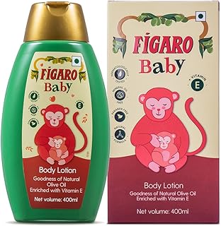 Figaro Baby Lotion | 400 ml | Natural Olive Oil | Enriched with Vitamin E | Moisturizer with Natural Formula | Paraben Free | Dermatologically Tested | Quick Absorption