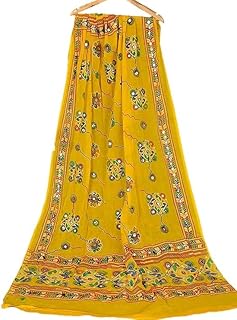 Jaipuri Rajasthani Women's Silk Bandhani Bandhej Multi-Colored Heavy Dupatta with Gota Work, Latkan & Embroidery - 2.15 Meter