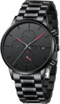 NNIBOSI Men's Watches Analog Minimalist Black Dial Watches for Men Business Chronograph Casual Watches with Stainless Steel Strap Date