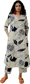 Women's Cotton Blend Straight Printed Kurta with Pant