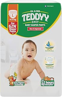 TEDDYY Baby Easy Pant Diapers Large 62 Count (Pack of 1), 9-14 kgs, 10 hrs Leak Protection, Anti - Bacterial
