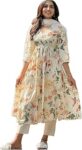 Women's Rayon Blend Printed Anarkali Kurta with Pant & Dupatta