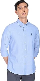 Men's Solid Oxford Tailored Fit Button Down Casual Shirt