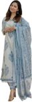 Women's Cotton Printed Floral Straight Kurta with Palazzo Pants and Dupatta