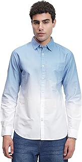 Men's’s Ombre Shirt | Blue & White | Full Sleeves | Modern Gradient Design a Bold Statement