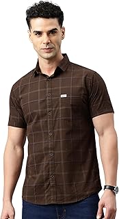 Men Comfort Slim Fit Checked Pure Cotton Half Sleeve Casual Shirt