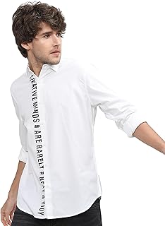 Men's Slim Fit Casual Shirt | Typography Print | Button Closure | Trendy, Breathable & Comtable All-Day Wear