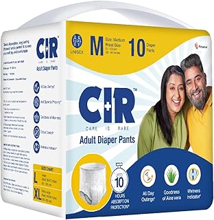 CIR Adult Diaper Pants Style | Adult Diaper Medium Size (M)|Waist (75-100 cm|30”- 40”) |10 hr Absorption-Protection | Unisex with Wetness Indicator | Odour Control | Goodness of Aloe Vera | 10 Units
