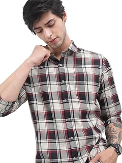 Men's Slim Fit Checked Casual Shirt | Modern & Versatile | A Must-Have Everyday Sophistication