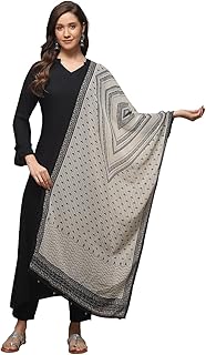 Women's Georgette Women Printed Mix And Match Dupatta(Geo Trib19036_Beige/Black_Free), Multicolor, Free Size