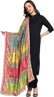 Women's Poly Silk Digital Graphic Printed Ethnic Dupatta, Chunni (Design-4) (Multi), 2.25 Mtrs