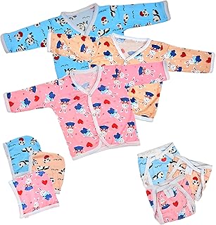 First Kick Presents New Born Baby Summer Wear Baby Clothes 5Pcs Sets 100% Cotton Baby Boys Girls Unisex Baby Cotton/Summer Suit Infant Clothes First Gift for New Born Baby