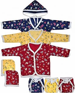 First Kick Presents New Born Baby Summer Wear Baby Clothes 5Pcs Sets 100% Cotton Baby Boys Girls Unisex Baby Cotton/Summer Suit Infant Clothes First Gift for New Born Baby