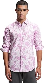 Men's’s Slim Fit Floral Printed Cotton Shirt | Spread Collar | Casual Elegance