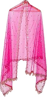 Plastic Mirror Emboridered Net Dupatta for Womens & Girls With Fancy Cut Design with Lace
