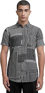 Men's’s Geometric Print Shirt | Half Sleeves | Bold & Sophisticated Design