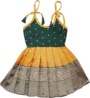 New South Indian Traditional pattu Pavadai Tapeta Silk Frock for Baby Girls