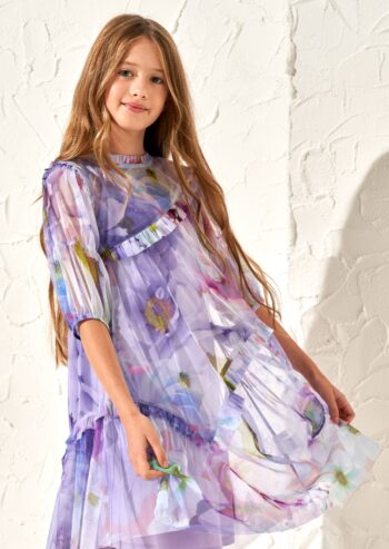 Beatrice Lavender Print Mesh Dress