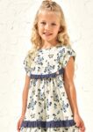 Hattie Blue Printed Bow Sleeve Dress