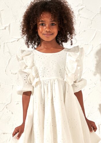 Alessandra White Broderie Ruffle Dress