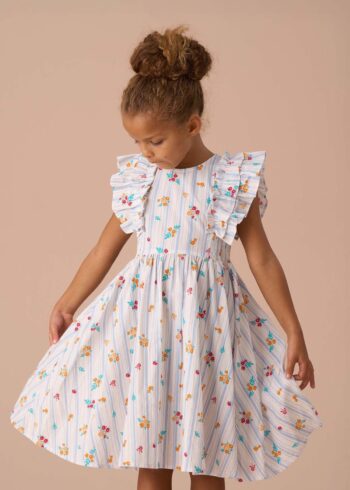 Francesca Blue Shirred Panel Dress