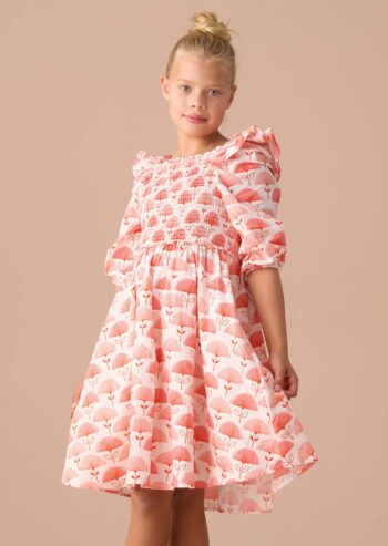 Lola Pink Ruffle Shoulder Print Dress