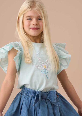 Daisy Blue Pleat Sleeve Top