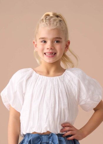 Michela White Bubble Hem Top