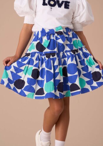 Corina Blue Print Tiered Skirt