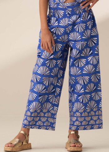 Lina Blue Printed Linen Trousers