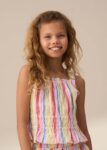 Faye Multi Stripe Shirred Top