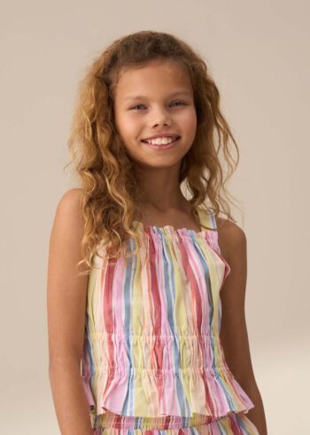 Faye Multi Stripe Shirred Top
