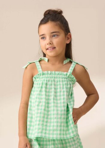 Connie Green Gingham Shirred Top