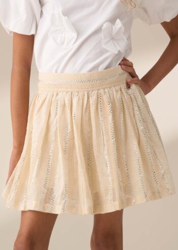 Ellie Cream Metallic Stripe Skort