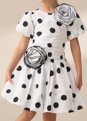 Amari White Spotty Bubble Hem Skirt
