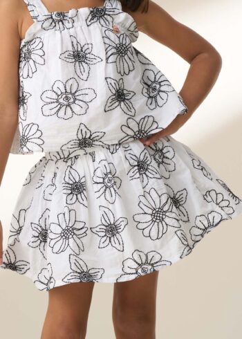 Maya White Embroidered Woven Skirt White